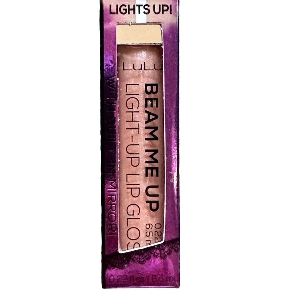 LuLu Light-Up‎ Lip Gloss with Built in Mirror Beam Me Up Nude Glitter Shade